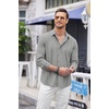 image:imageCOOFANDY Mens Cuban Guayabera Shirt Casual Button Down Shirts Long Sleeve Summer Beach ShirtsLight Grey