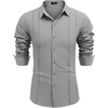 image:imageCOOFANDY Mens Cuban Guayabera Shirt Casual Button Down Shirts Long Sleeve Summer Beach ShirtsLight Grey