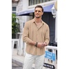 image:imageCOOFANDY Mens Cuban Guayabera Shirt Casual Button Down Shirts Long Sleeve Summer Beach ShirtsLight Khaki