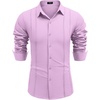 image:imageCOOFANDY Mens Cuban Guayabera Shirt Casual Button Down Shirts Long Sleeve Summer Beach ShirtsLight Purple