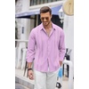 image:imageCOOFANDY Mens Cuban Guayabera Shirt Casual Button Down Shirts Long Sleeve Summer Beach ShirtsLight Purple
