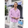 image:imageCOOFANDY Mens Cuban Guayabera Shirt Casual Button Down Shirts Long Sleeve Summer Beach ShirtsLight Purple