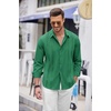 image:imageCOOFANDY Mens Cuban Guayabera Shirt Casual Button Down Shirts Long Sleeve Summer Beach ShirtsOasis Green