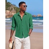 image:imageCOOFANDY Mens Cuban Guayabera Shirt Casual Button Down Shirts Long Sleeve Summer Beach ShirtsOasis Green