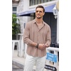 image:imageCOOFANDY Mens Cuban Guayabera Shirt Casual Button Down Shirts Long Sleeve Summer Beach ShirtsPink