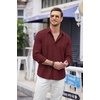 image:imageCOOFANDY Mens Cuban Guayabera Shirt Casual Button Down Shirts Long Sleeve Summer Beach ShirtsWine Red