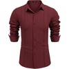 image:imageCOOFANDY Mens Cuban Guayabera Shirt Casual Button Down Shirts Long Sleeve Summer Beach ShirtsWine Red