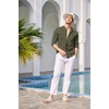 image:imageCOOFANDY Mens Cuban Guayabera Shirt Casual Long Sleeve Button Down Shirts Band Collar Linen Summer Beach ShirtArmy Green