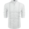 image:imageCOOFANDY Mens Cuban Guayabera Shirt Casual Long Sleeve Button Down Shirts Band Collar Linen Summer Beach ShirtAwhite
