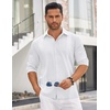 image:imageCOOFANDY Mens Cuban Guayabera Shirt Long Sleeve Casual Button Down Shirts Beach Linen Shirt White