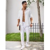 image:imageCOOFANDY Mens Cuban Guayabera Shirt Long Sleeve Casual Button Down Shirts Beach Linen Shirt White