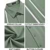 image:imageCOOFANDY Mens Cuban Guayabera Shirt Short Sleeve Button Down Shirts Casual Summer Beach Linen ShirtsArmy Greenwhite Webbing