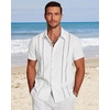 image:imageCOOFANDY Mens Cuban Guayabera Shirt Short Sleeve Button Down Shirts Casual Summer Beach Linen ShirtsAwhite