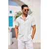 image:imageCOOFANDY Mens Cuban Guayabera Shirt Short Sleeve Button Down Shirts Casual Summer Beach Linen ShirtsAwhite