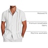 image:imageCOOFANDY Mens Cuban Guayabera Shirt Short Sleeve Button Down Shirts Casual Summer Beach Linen ShirtsAwhite