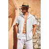 image:imageCOOFANDY Mens Cuban Guayabera Shirt Short Sleeve Button Down Shirts Casual Summer Beach Linen ShirtsAwhite