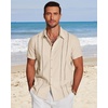 image:imageCOOFANDY Mens Cuban Guayabera Shirt Short Sleeve Button Down Shirts Casual Summer Beach Linen ShirtsBeige