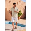 image:imageCOOFANDY Mens Cuban Guayabera Shirt Short Sleeve Button Down Shirts Casual Summer Beach Linen ShirtsBeige