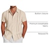 image:imageCOOFANDY Mens Cuban Guayabera Shirt Short Sleeve Button Down Shirts Casual Summer Beach Linen ShirtsBeige