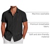 image:imageCOOFANDY Mens Cuban Guayabera Shirt Short Sleeve Button Down Shirts Casual Summer Beach Linen ShirtsBlack
