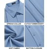 image:imageCOOFANDY Mens Cuban Guayabera Shirt Short Sleeve Button Down Shirts Casual Summer Beach Linen ShirtsBlue