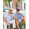 image:imageCOOFANDY Mens Cuban Guayabera Shirt Short Sleeve Button Down Shirts Casual Summer Beach Linen ShirtsBlue