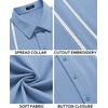 image:imageCOOFANDY Mens Cuban Guayabera Shirt Short Sleeve Button Down Shirts Casual Summer Beach Linen ShirtsBluewhite Webbing