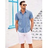 image:imageCOOFANDY Mens Cuban Guayabera Shirt Short Sleeve Button Down Shirts Casual Summer Beach Linen ShirtsBluewhite Webbing