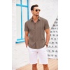 image:imageCOOFANDY Mens Cuban Guayabera Shirt Short Sleeve Button Down Shirts Casual Summer Beach Linen ShirtsBrown