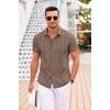 image:imageCOOFANDY Mens Cuban Guayabera Shirt Short Sleeve Button Down Shirts Casual Summer Beach Linen ShirtsBrown
