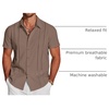 image:imageCOOFANDY Mens Cuban Guayabera Shirt Short Sleeve Button Down Shirts Casual Summer Beach Linen ShirtsBrown