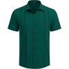 image:imageCOOFANDY Mens Cuban Guayabera Shirt Short Sleeve Button Down Shirts Casual Summer Beach Linen ShirtsDark Green