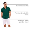 image:imageCOOFANDY Mens Cuban Guayabera Shirt Short Sleeve Button Down Shirts Casual Summer Beach Linen ShirtsDark Green