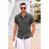 image:imageCOOFANDY Mens Cuban Guayabera Shirt Short Sleeve Button Down Shirts Casual Summer Beach Linen ShirtsDark Grey