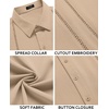 image:imageCOOFANDY Mens Cuban Guayabera Shirt Short Sleeve Button Down Shirts Casual Summer Beach Linen ShirtsDark Khaki
