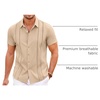 image:imageCOOFANDY Mens Cuban Guayabera Shirt Short Sleeve Button Down Shirts Casual Summer Beach Linen ShirtsDark Khaki