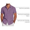 image:imageCOOFANDY Mens Cuban Guayabera Shirt Short Sleeve Button Down Shirts Casual Summer Beach Linen ShirtsDeep Purple