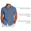 image:imageCOOFANDY Mens Cuban Guayabera Shirt Short Sleeve Button Down Shirts Casual Summer Beach Linen ShirtsGray Blue