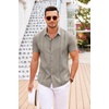 image:imageCOOFANDY Mens Cuban Guayabera Shirt Short Sleeve Button Down Shirts Casual Summer Beach Linen ShirtsKhaki