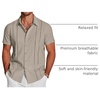 image:imageCOOFANDY Mens Cuban Guayabera Shirt Short Sleeve Button Down Shirts Casual Summer Beach Linen ShirtsKhaki