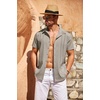 image:imageCOOFANDY Mens Cuban Guayabera Shirt Short Sleeve Button Down Shirts Casual Summer Beach Linen ShirtsKhaki