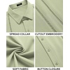 image:imageCOOFANDY Mens Cuban Guayabera Shirt Short Sleeve Button Down Shirts Casual Summer Beach Linen ShirtsLight Green
