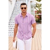 image:imageCOOFANDY Mens Cuban Guayabera Shirt Short Sleeve Button Down Shirts Casual Summer Beach Linen ShirtsLight Purple