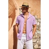 image:imageCOOFANDY Mens Cuban Guayabera Shirt Short Sleeve Button Down Shirts Casual Summer Beach Linen ShirtsLight Purple