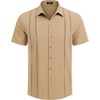 image:imageCOOFANDY Mens Cuban Guayabera Shirt Short Sleeve Button Down Shirts Casual Summer Beach Linen ShirtsLight Tan