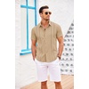 image:imageCOOFANDY Mens Cuban Guayabera Shirt Short Sleeve Button Down Shirts Casual Summer Beach Linen ShirtsLight Tan