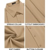 image:imageCOOFANDY Mens Cuban Guayabera Shirt Short Sleeve Button Down Shirts Casual Summer Beach Linen ShirtsLight Tan