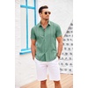 image:imageCOOFANDY Mens Cuban Guayabera Shirt Short Sleeve Button Down Shirts Casual Summer Beach Linen ShirtsMalachite Green