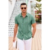 image:imageCOOFANDY Mens Cuban Guayabera Shirt Short Sleeve Button Down Shirts Casual Summer Beach Linen ShirtsMalachite Green