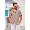 image:imageCOOFANDY Mens Cuban Guayabera Shirt Short Sleeve Button Down Shirts Casual Summer Beach Linen ShirtsMisty Rose